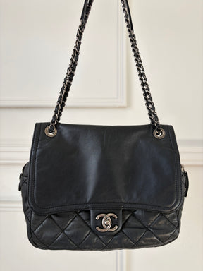 Chanel Black Leather Easy Zip Flap Bag