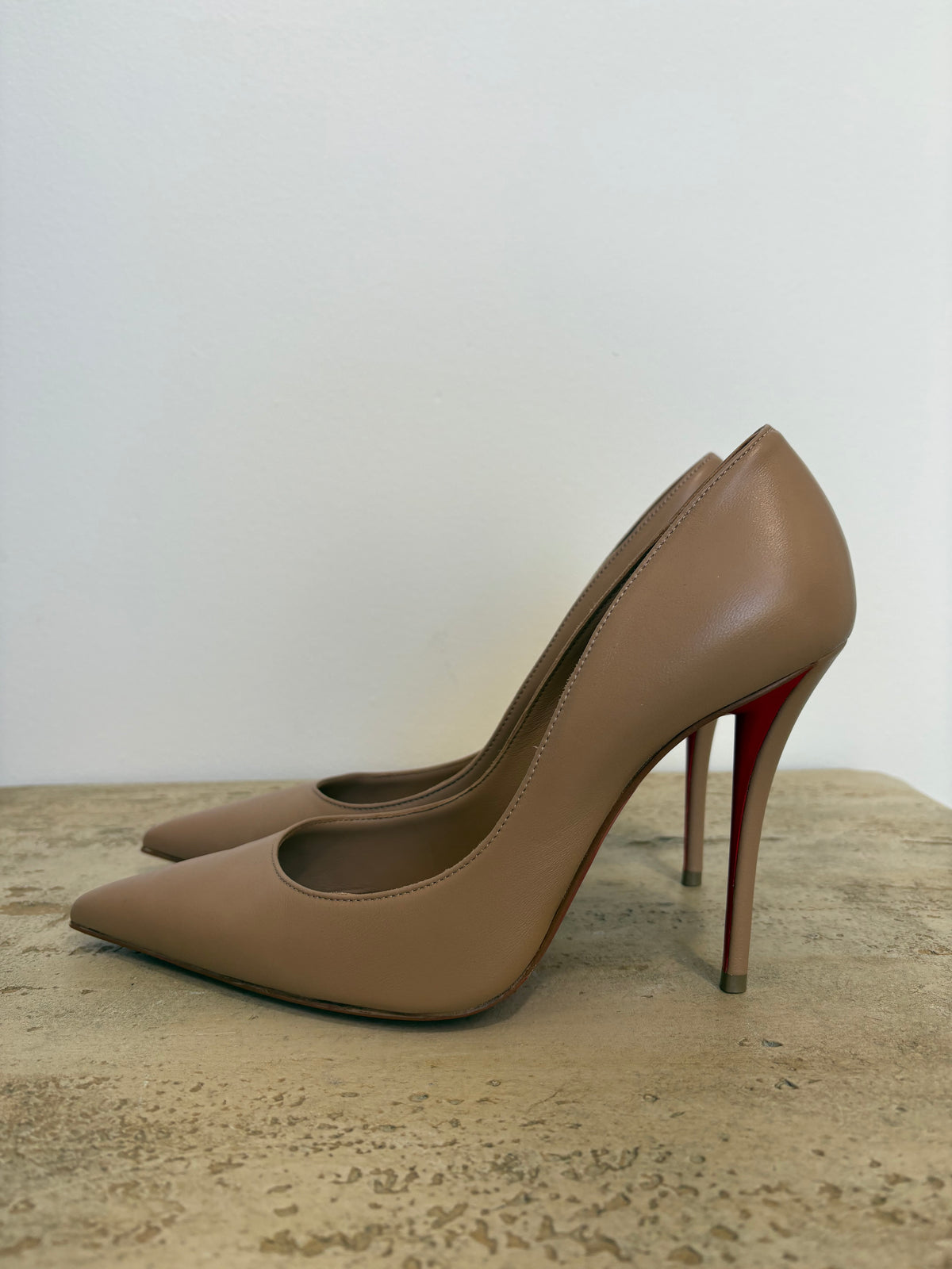 Christian Louboutin Blush Leather Miss Z 100 Pumps, 38.5