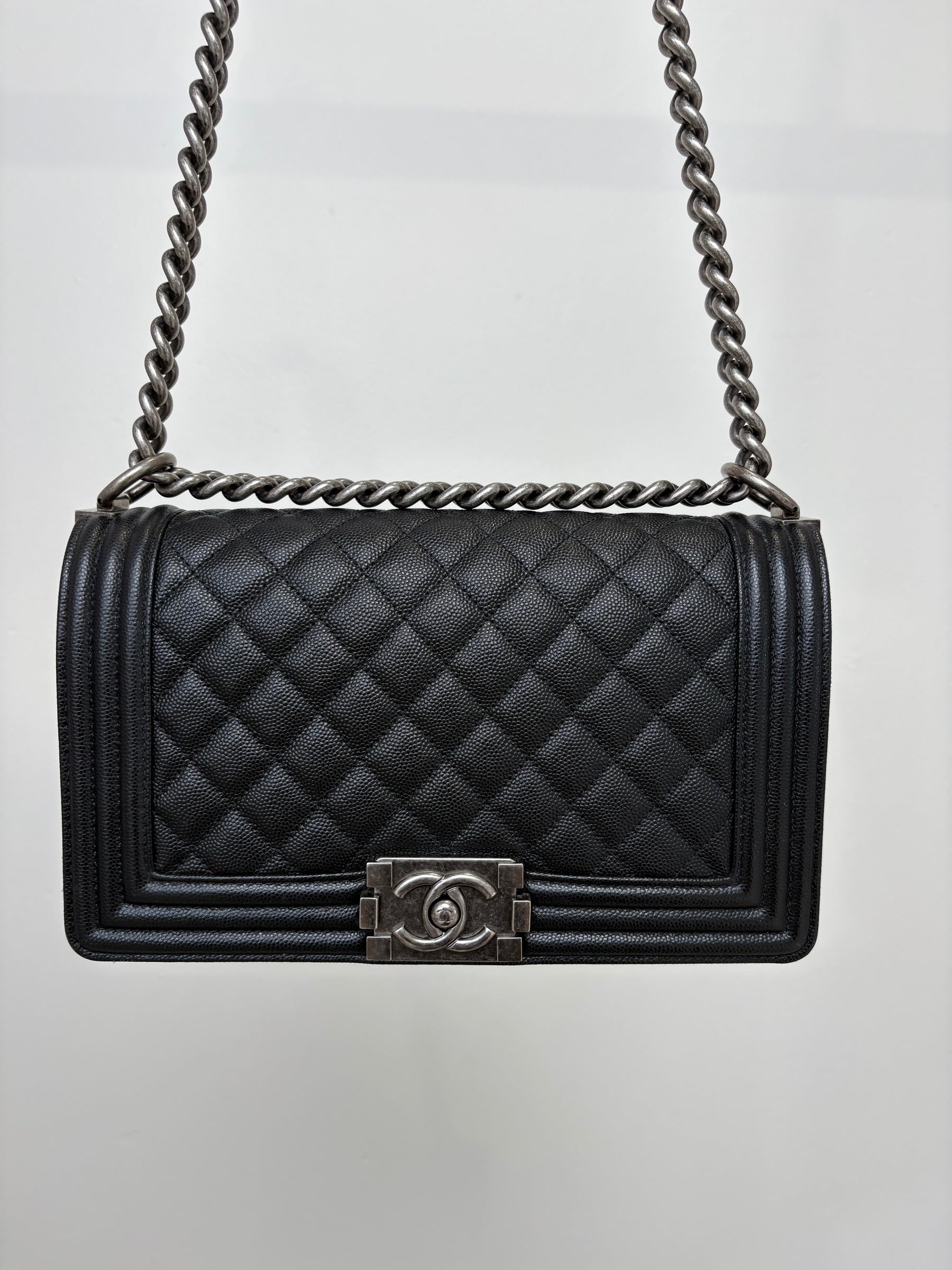 Chanel Black Caviar Leather 'Old Medium' Boy Bag