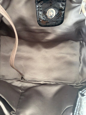 Chanel Black Coated Quilted Hobo Flap Bag