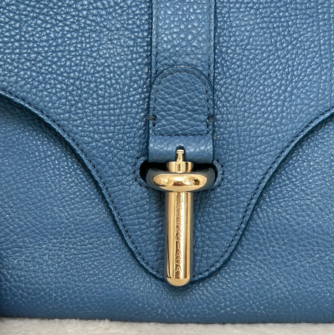 Balenciaga Blue Grained Leather Envelope Pouch
