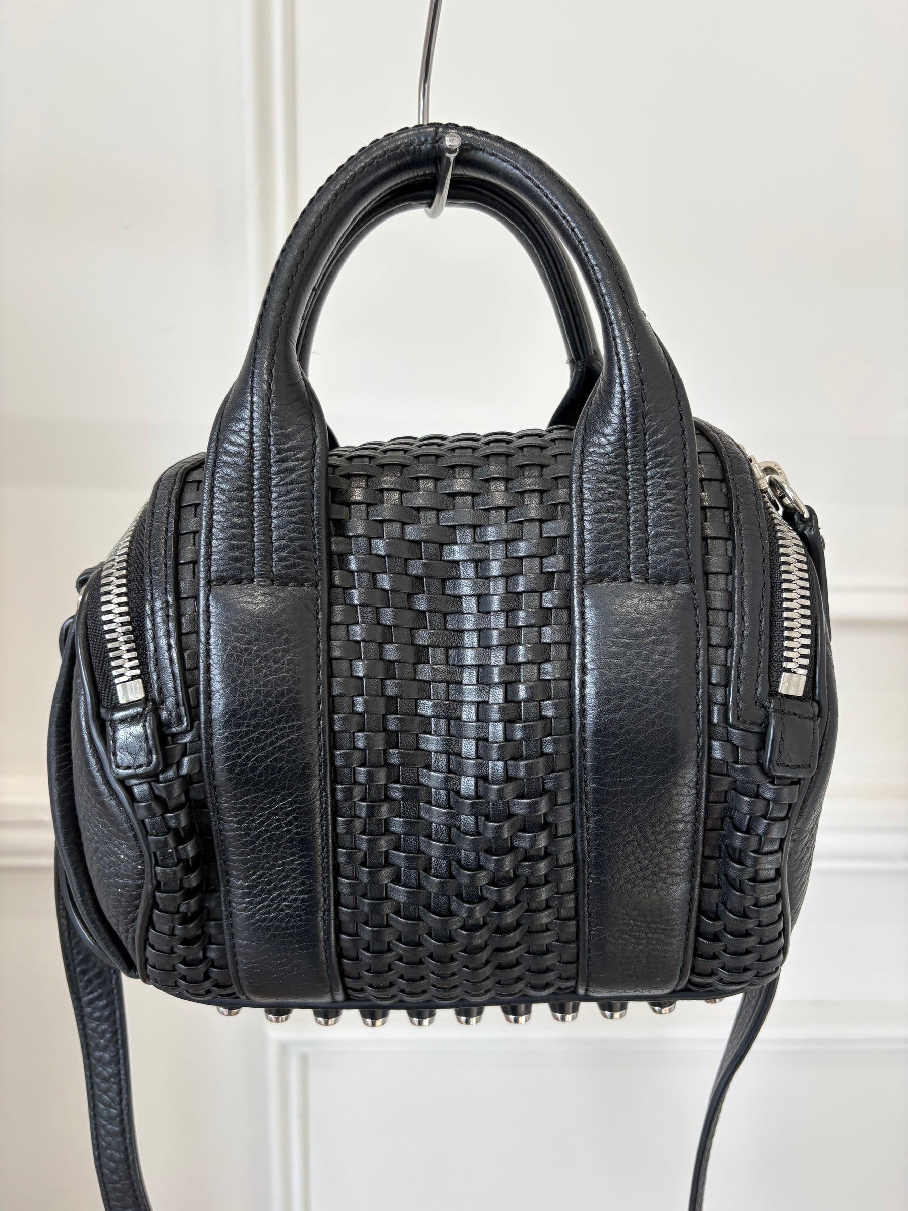 Alexander Wang Black Woven Leather Rocco Bag