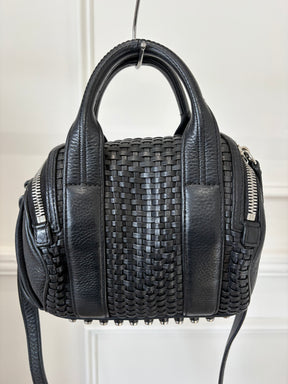 Alexander Wang Black Woven Leather Rocco Bag