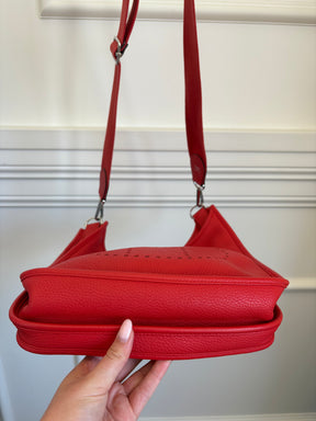 Hermès Red Evelyn PM in Clemence Leather