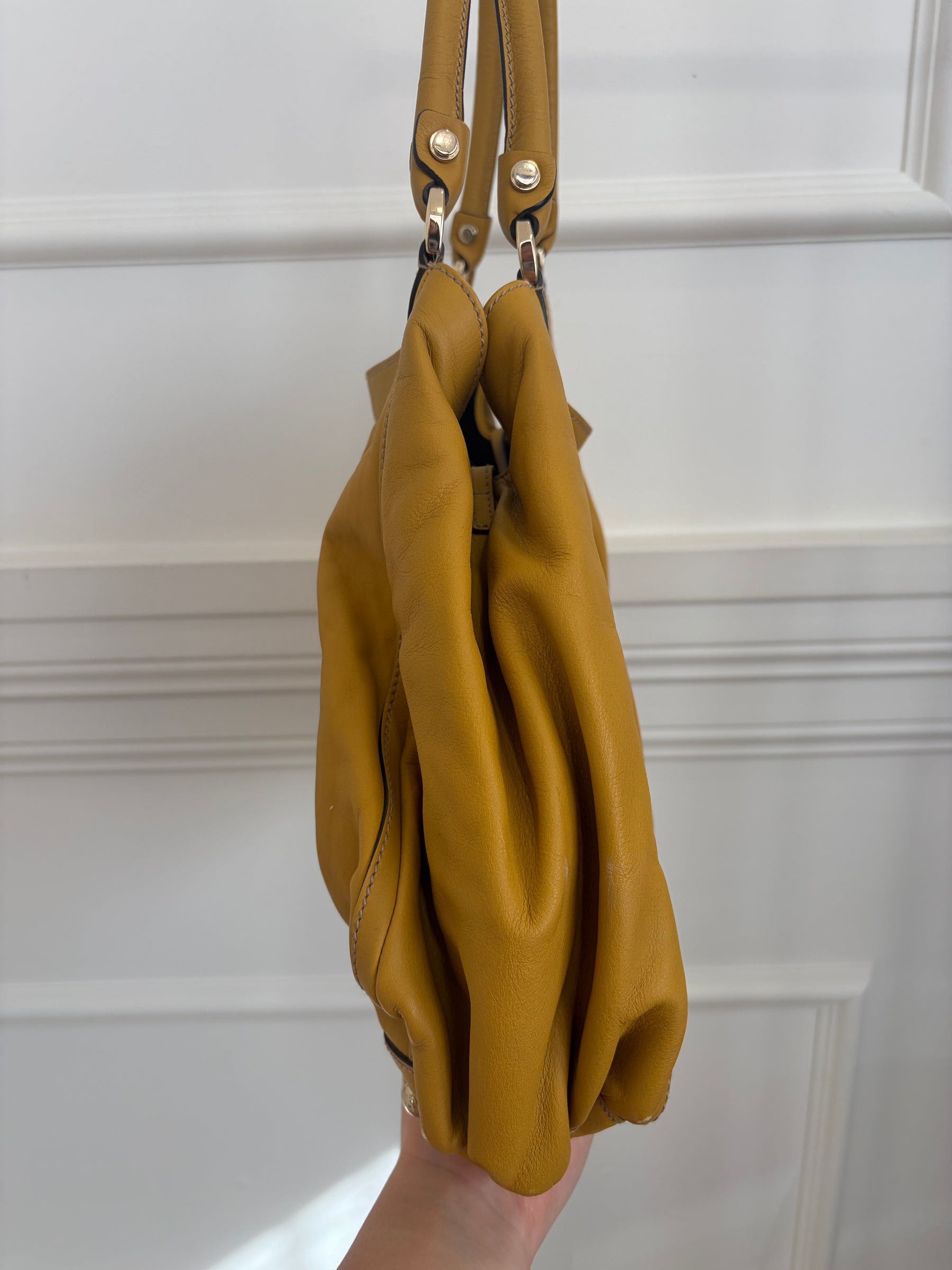 Gucci Mustard Leather Abbey D-Ring Hobo Bag