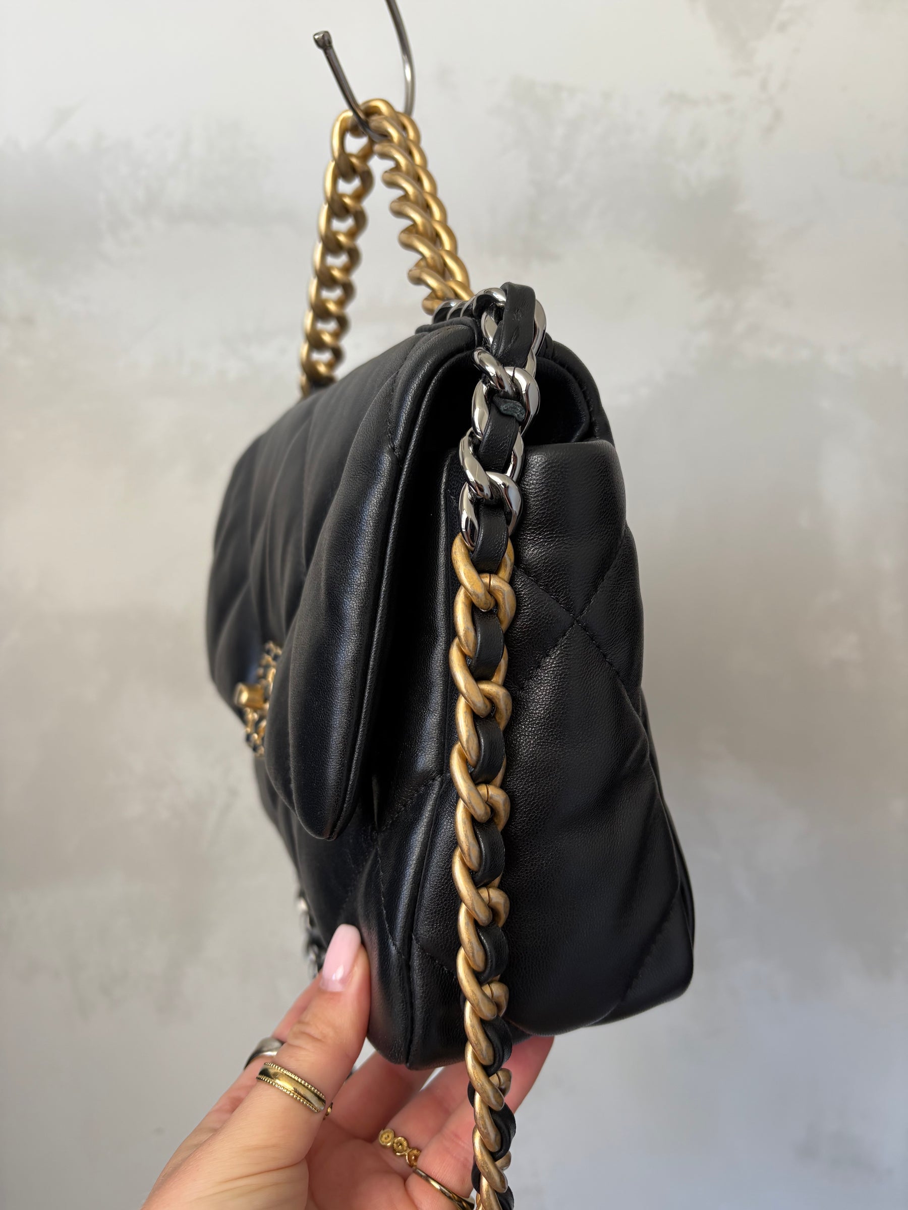 Chanel Black Leather Small 19 Bag