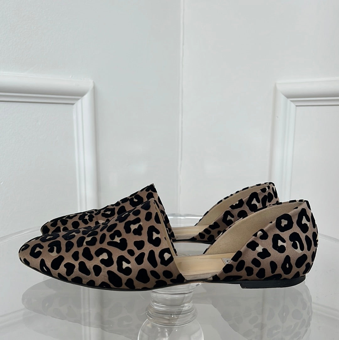 Jimmy Choo Leopard Print Open Flats, 40.5