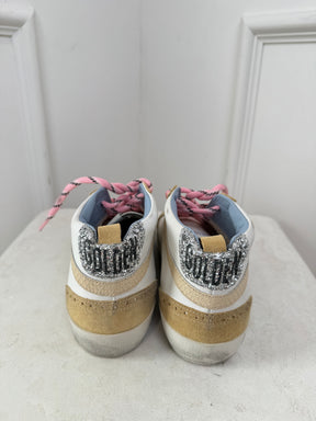 Golden Goose White Leather and Tan Suede Mid Star Sneakers, 39