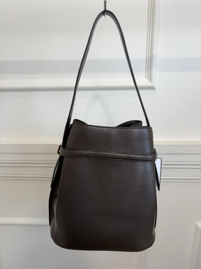 Totême Chocolate Brown Leather Belted Bucket Bag