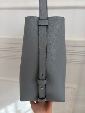 Oroton Grey Leather Bucket Bag with Internal Pouch