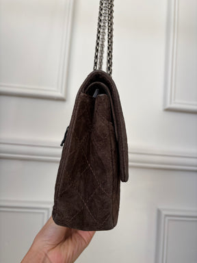 Chanel Brown Suede Large 2.55 Handbag