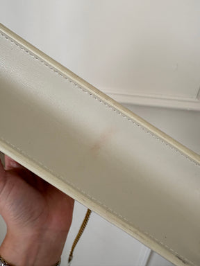 Saint Laurent Ecru Leather Large Sunset Bag