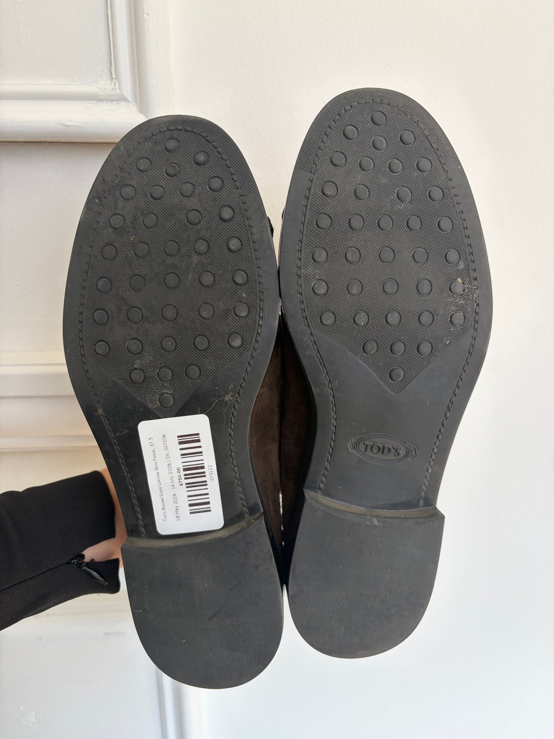 Tod's Brown Suede Loafers With Fringe, 37.5