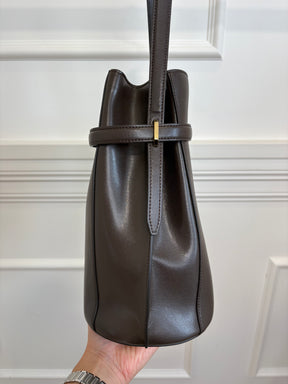 Totême Chocolate Brown Leather Belted Bucket Bag