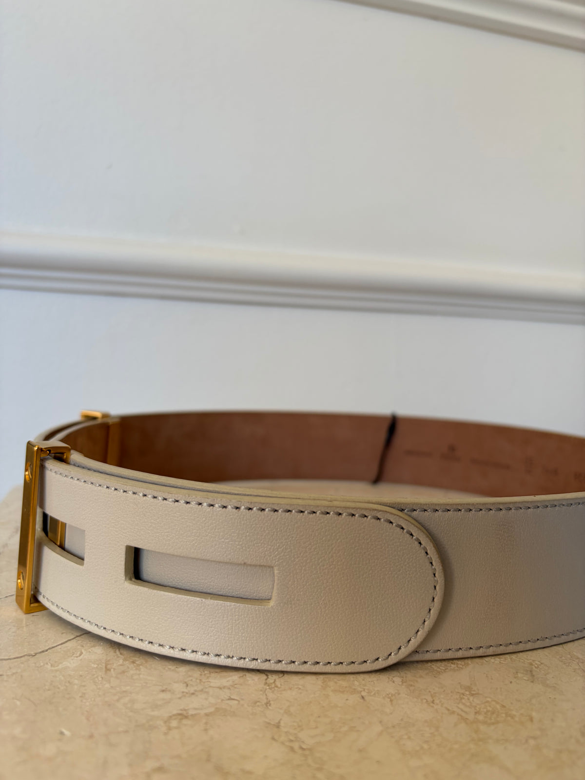 Fendi Ecru Belt With Gold Hardware, 85/34