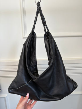 Bottega Veneta Black Leather Hobo Handbag