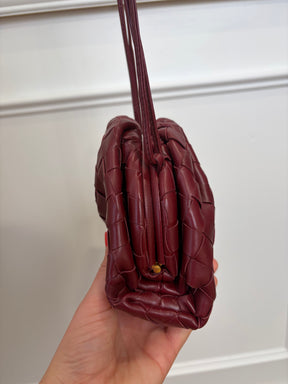 Bottega Veneta Burgundy Intrecciato Leather Mini Pouch Bag