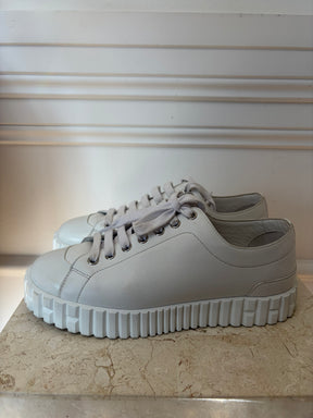 Hermès White Leather Cross Sneakers, 37