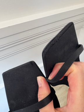 Saint Laurent Black Jaspe Satin Crêpe Sandals, 41