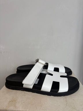 Hermès Chypre Slides White, 41