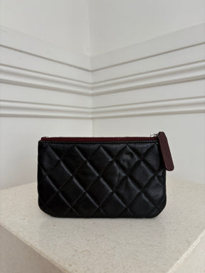 Chanel Black Lambskin Leather Mini Zipped Pouch