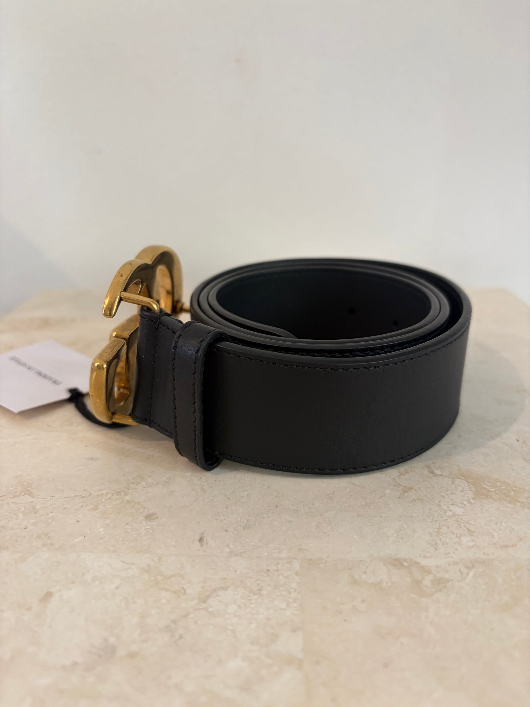 Gucci Black LEather Marmont Belt, 85