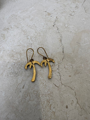 Saint Laurent Gold Tone Palm Tree Dangle Earrings
