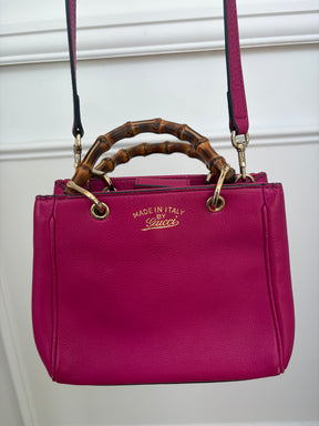 Gucci Pink Leather Bamboo Mini Tote