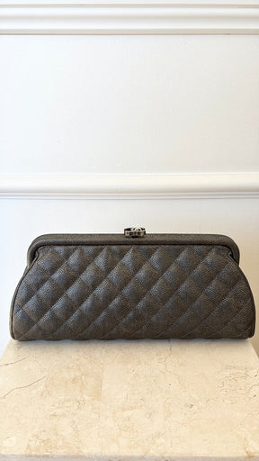 Chanel Pewter Caviar Leather Timeless CC Clutch