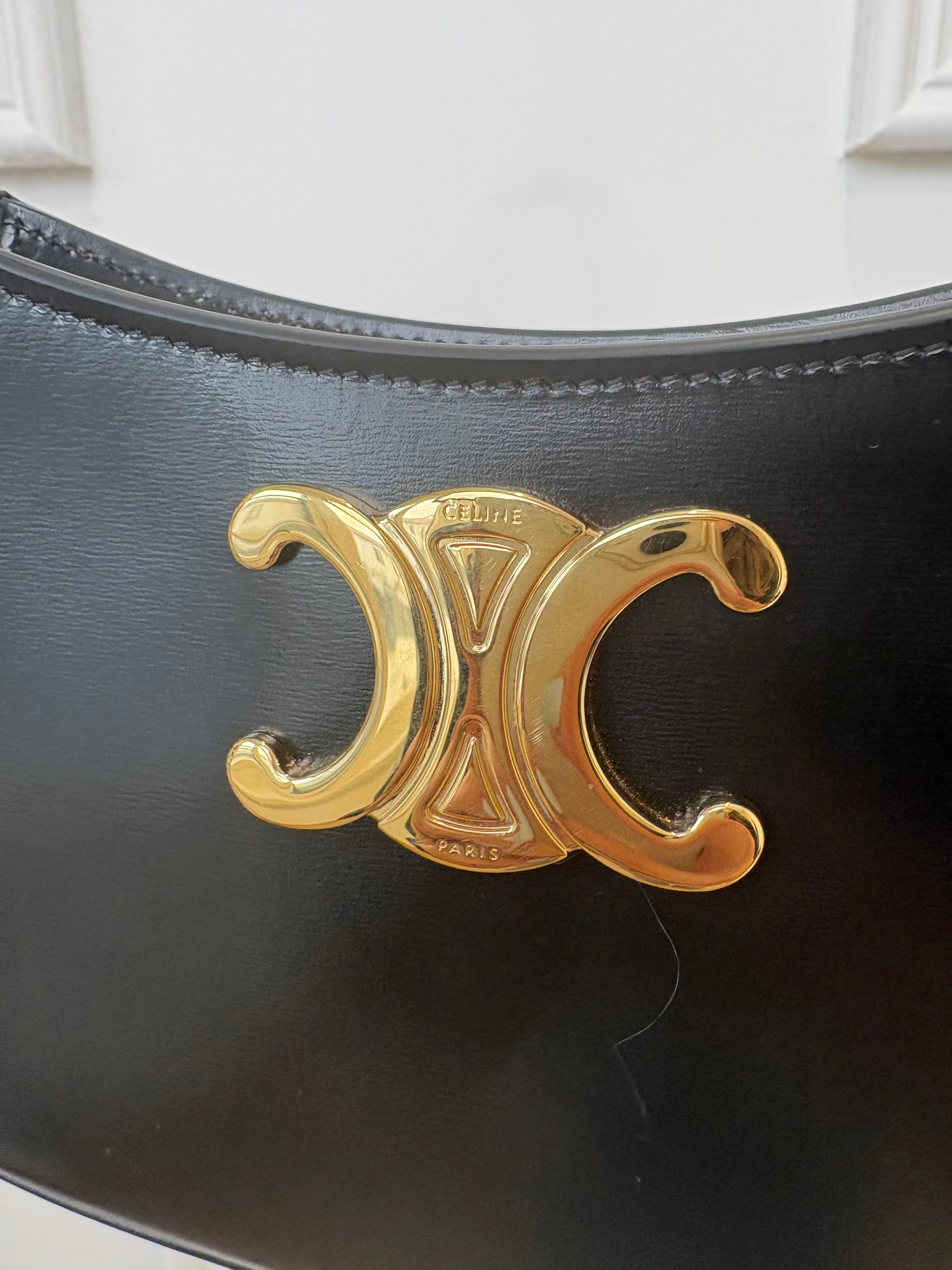 Celine Medium Tilly Bag In Shiny Calfskin Black