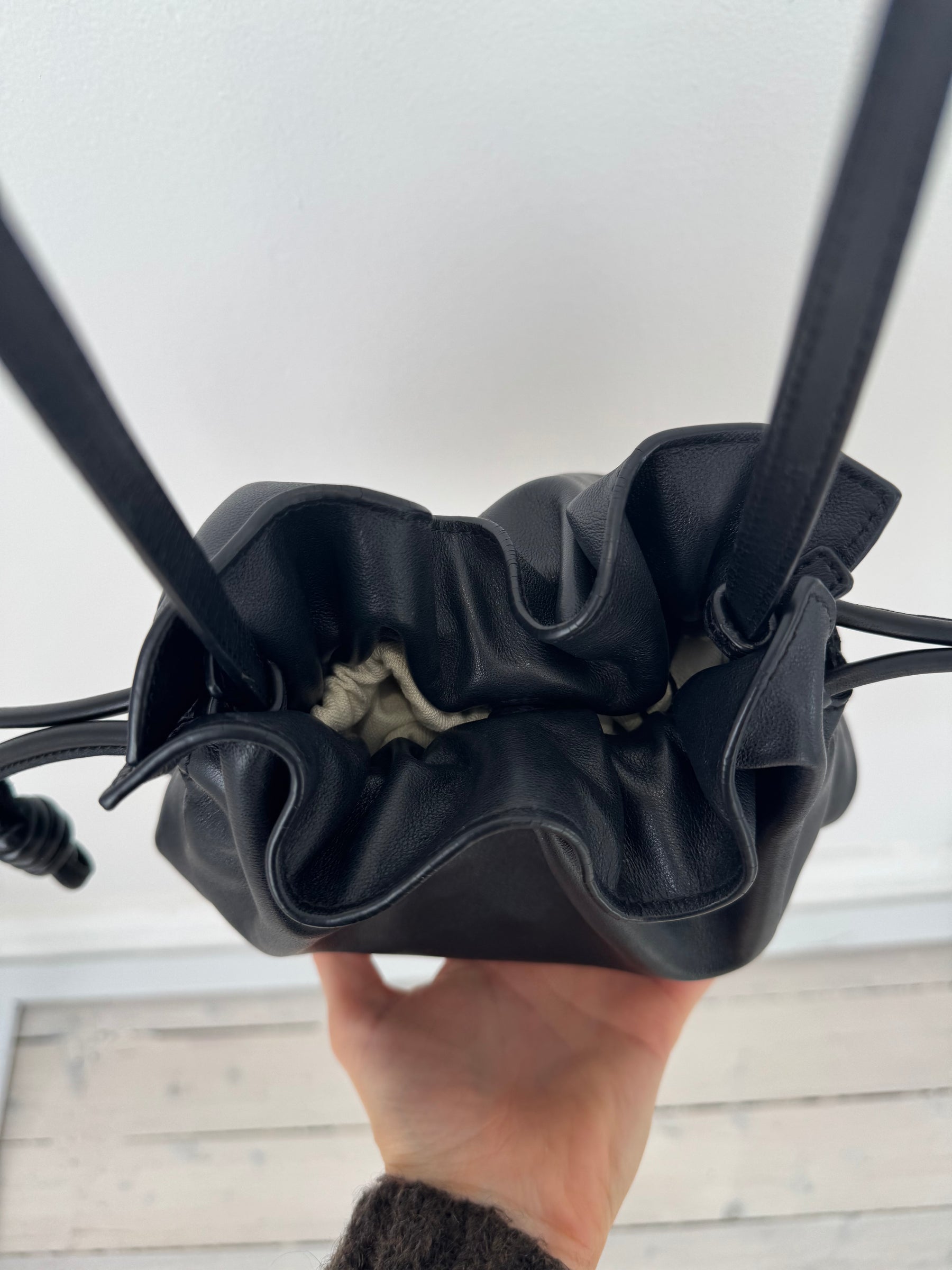 Loewe Black Leather Small Flamenco Pouch Bag