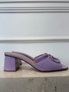 Valentino Lilac Patent V Logo Mule, 39.5
