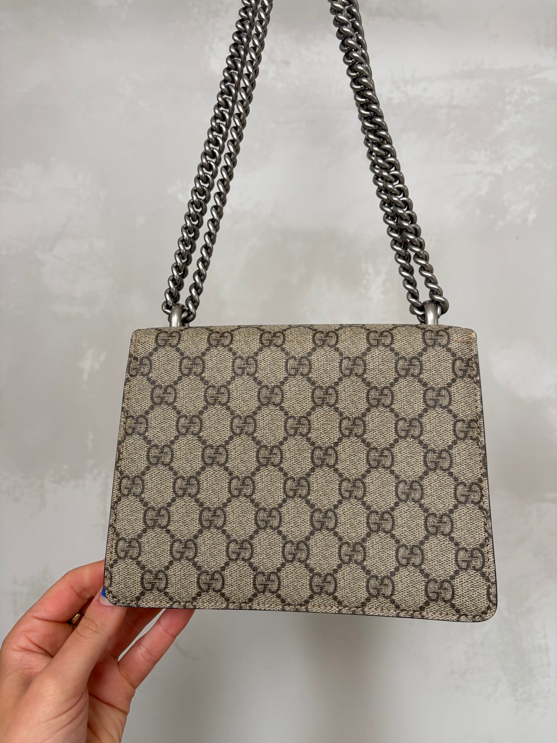 Gucci Dionysus GG Supremem Mini Bag In Beige Ebony Canvas