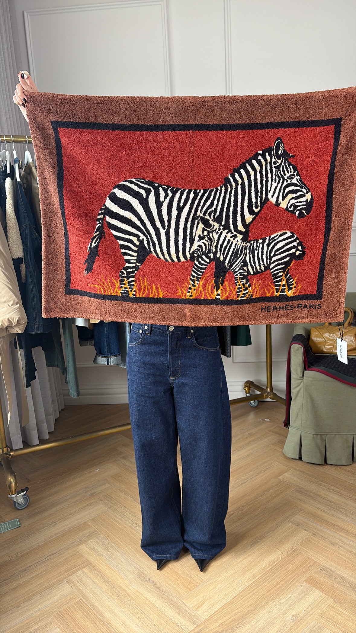 Hermes Toweling Bath Mat Zebra In Multi, S