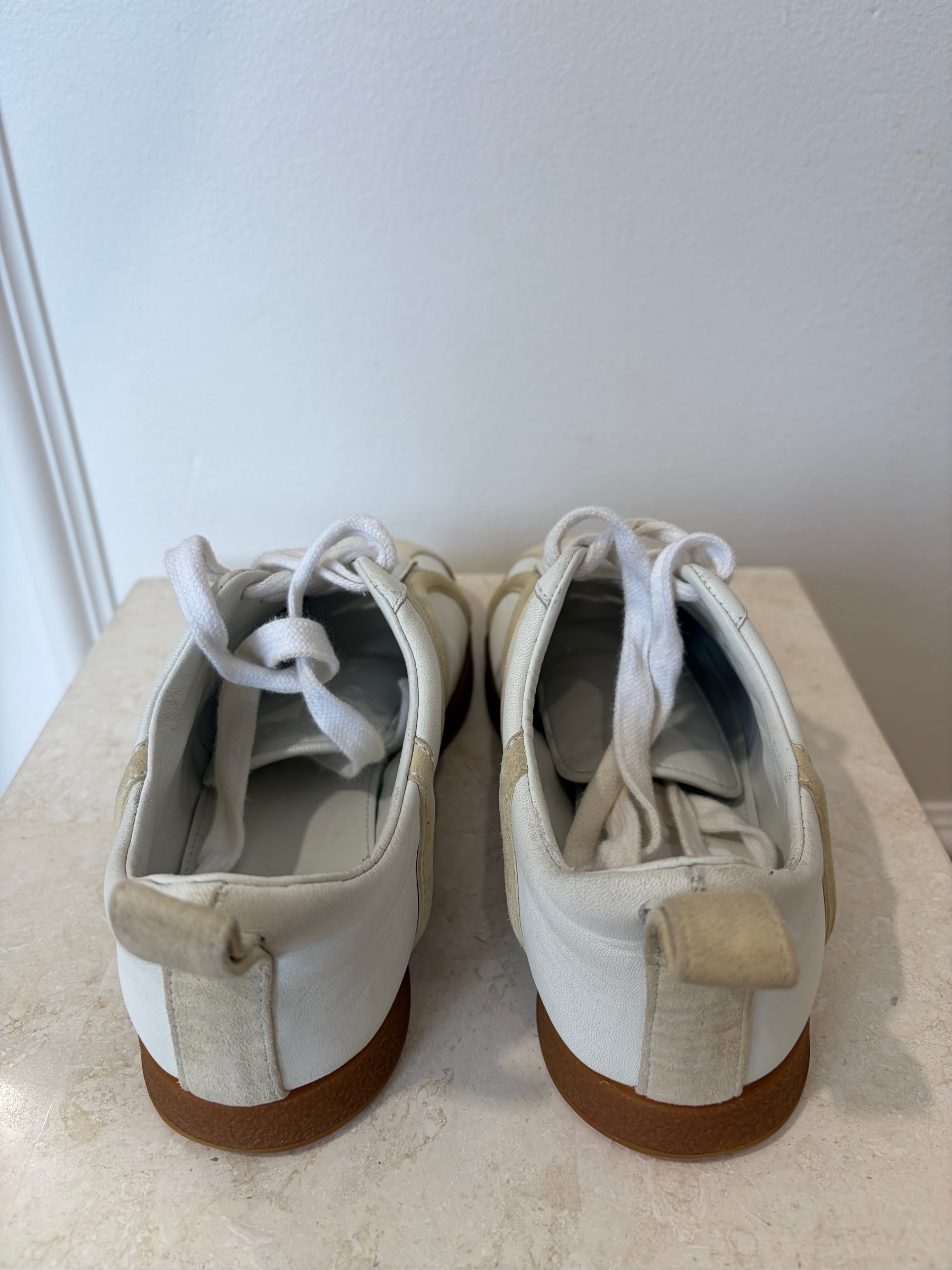 Totême White and Beige Logo Sneakers, 37