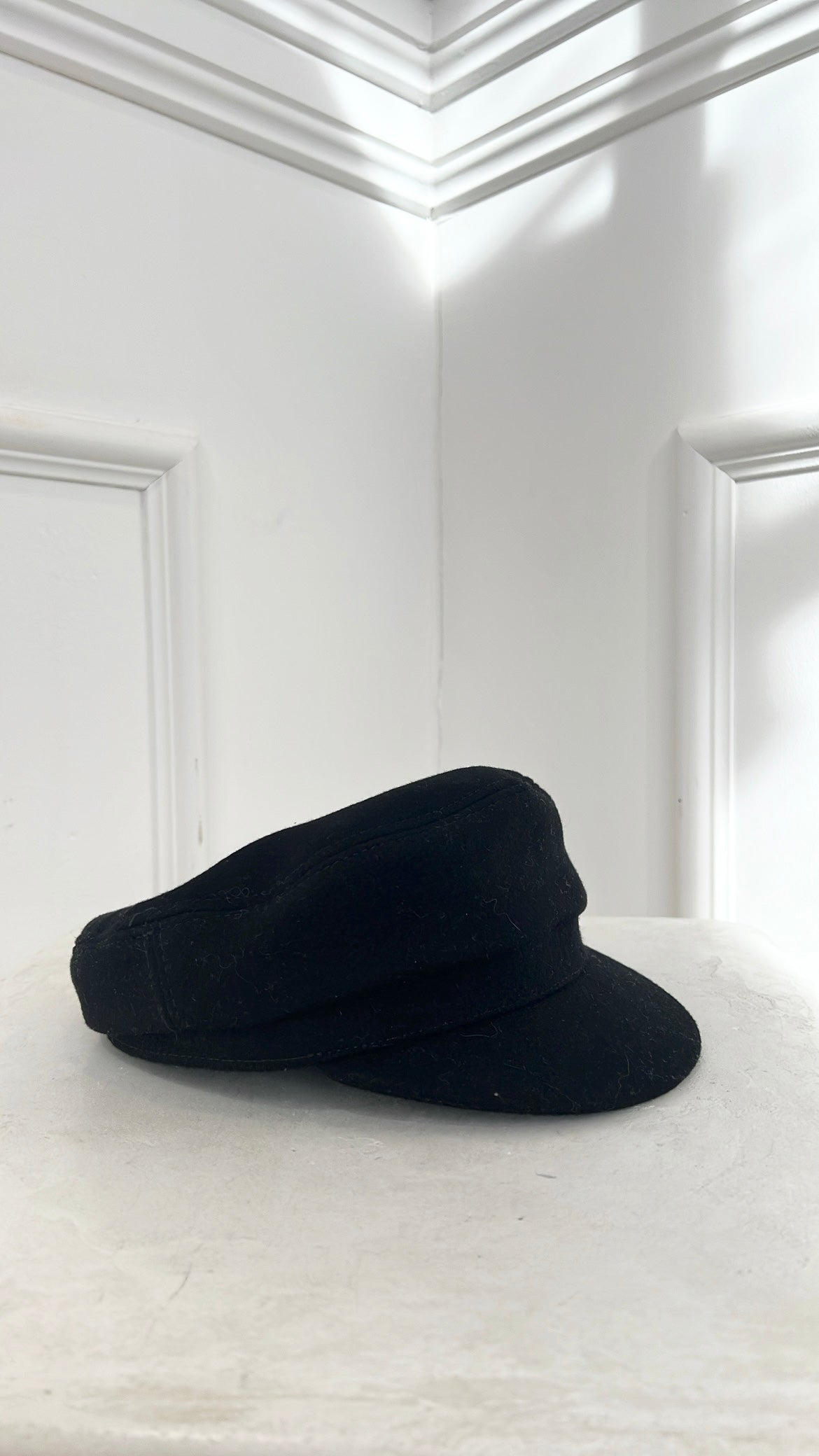Isabel Marant Black Wool Blend Baker Boy Cap, 57