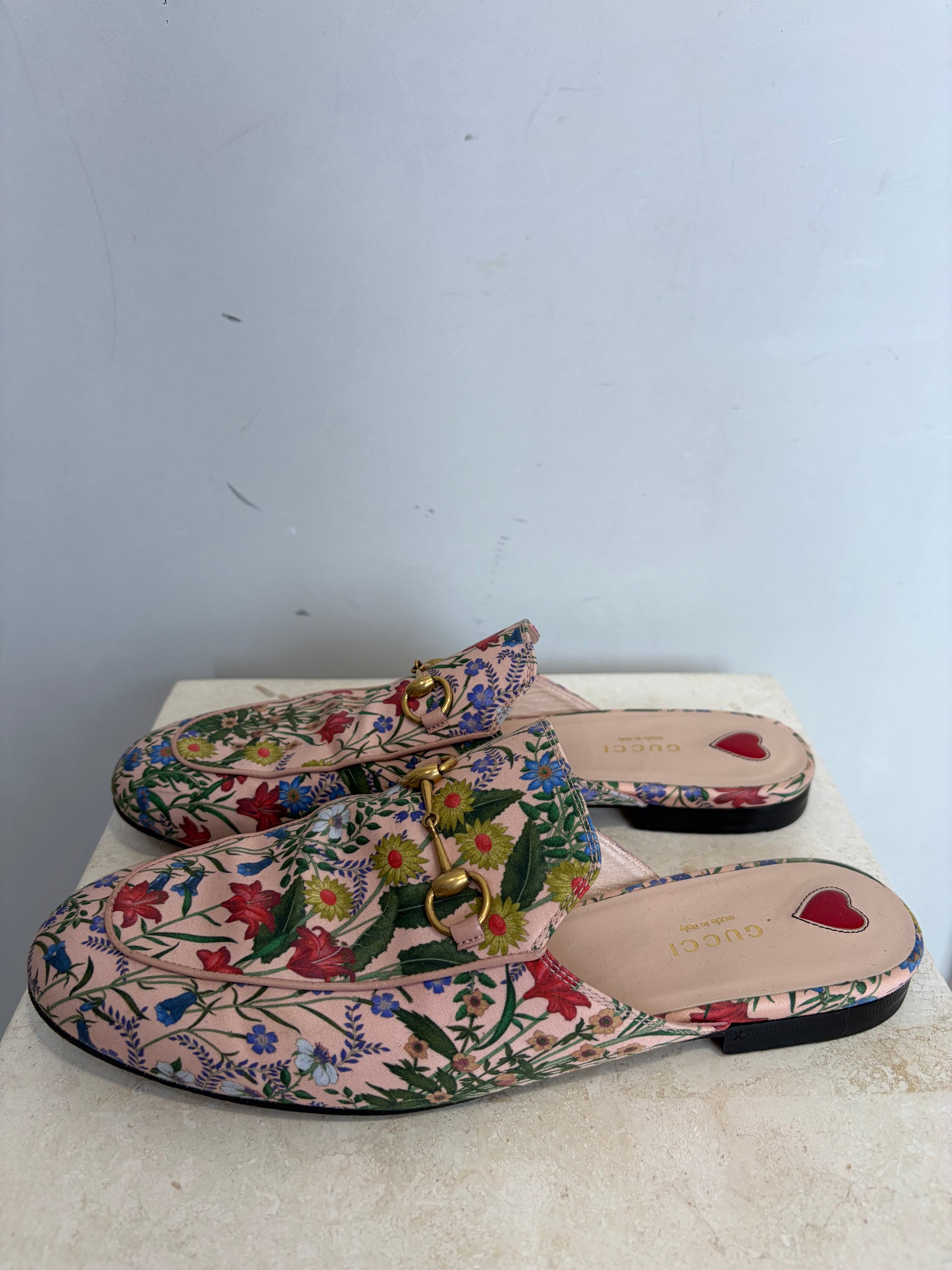 Gucci Pink Floral Princeton Mule, 40.5
