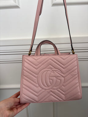 Gucci Pale Pink Quilted Marmont Tote Bag