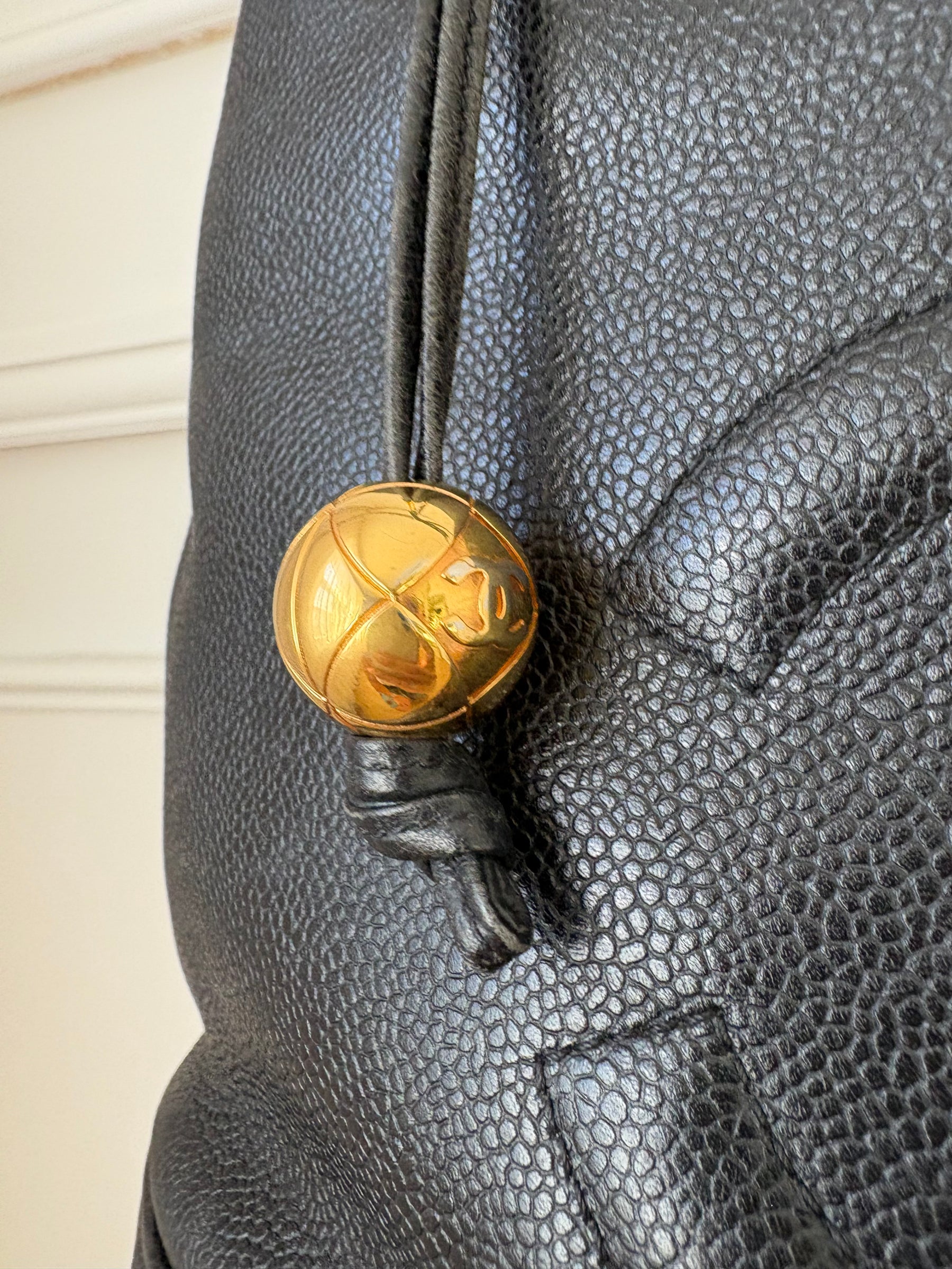 Chanel Vintage Coco Mark Chain Tote Bag Black