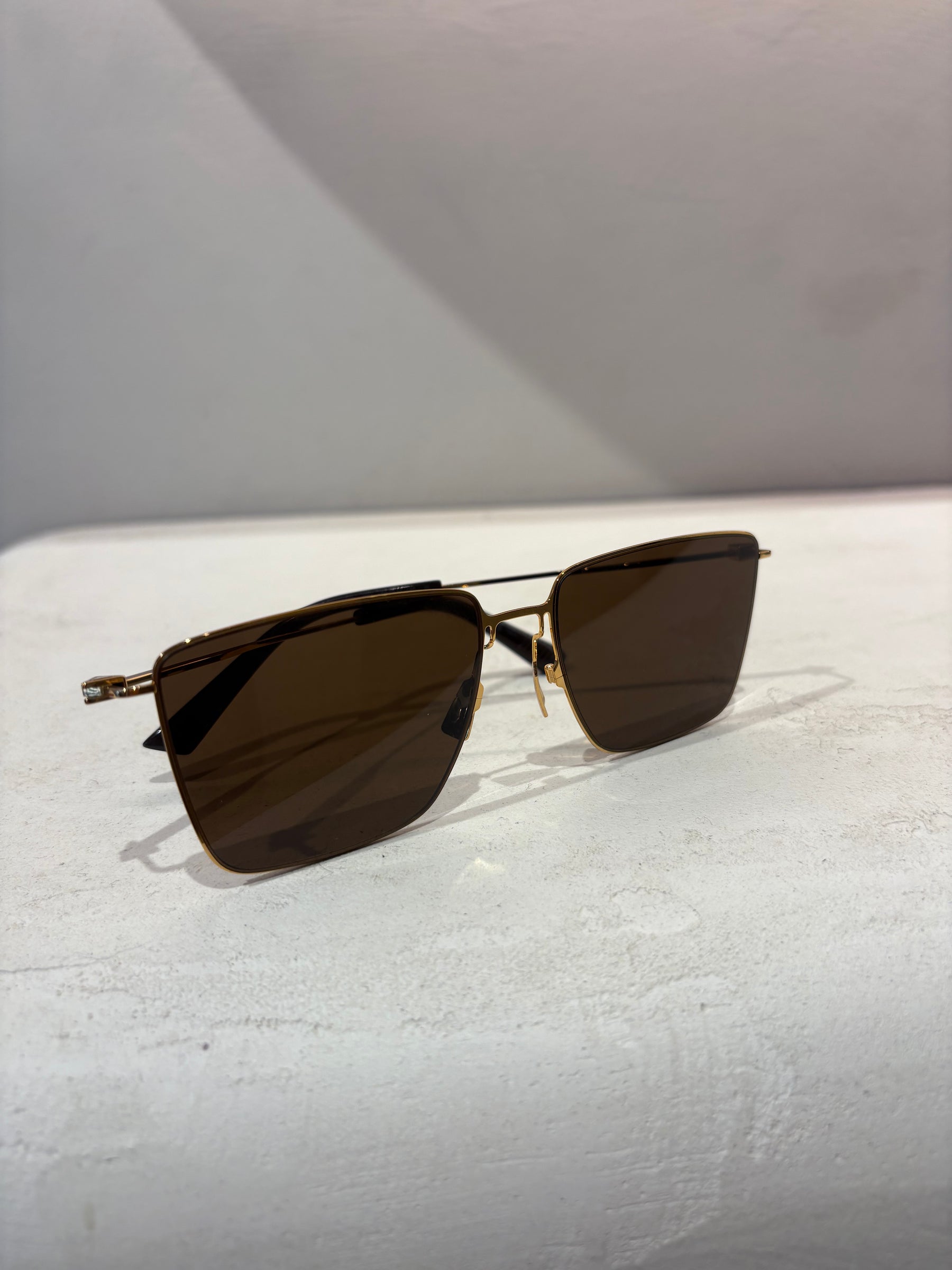 Bottega Veneta Gold Frame Square Glasses