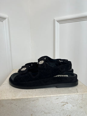 Chanel Black Suede Dad Sandals, 37