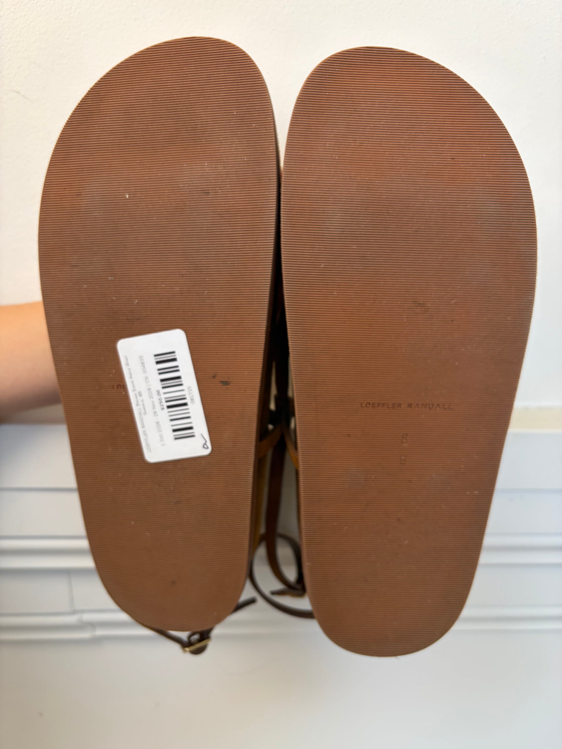 LOEFFLER RANDALL Brown Suede Ankle Wrap Sandals, 8B