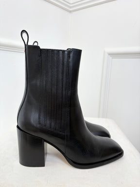 Aeyde Black Leather Pointed Heeled Ankle Boots, 38