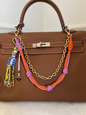 Prada Pop Strings Bag Charm Pink Yellow Orange