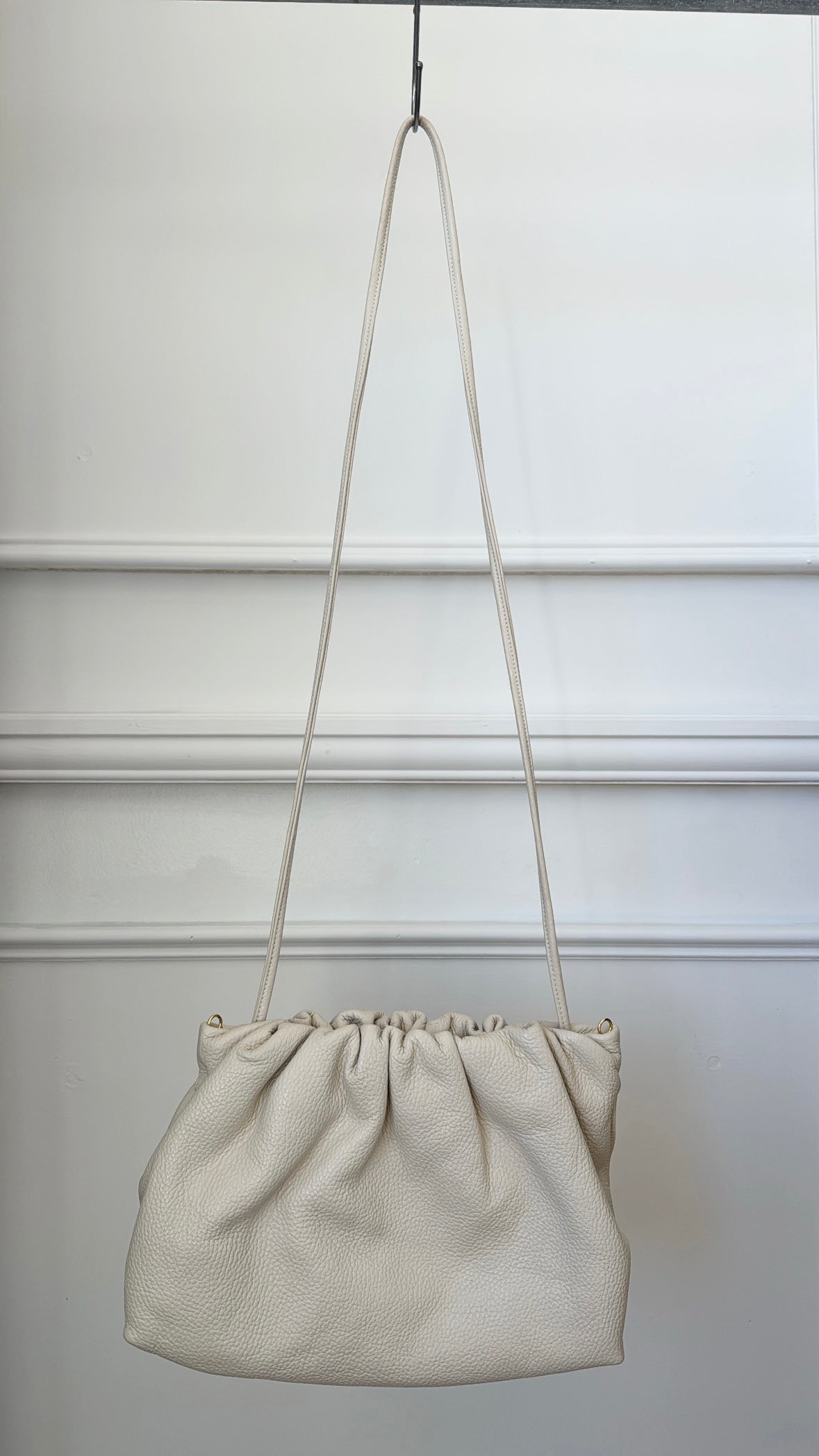 A-ESQUE Stone Leather Ruched Crossbody Pouch
