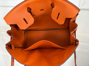 Hermès Birkin 30 Orange Taurillon Clemence Leather With Paladium Hardware
