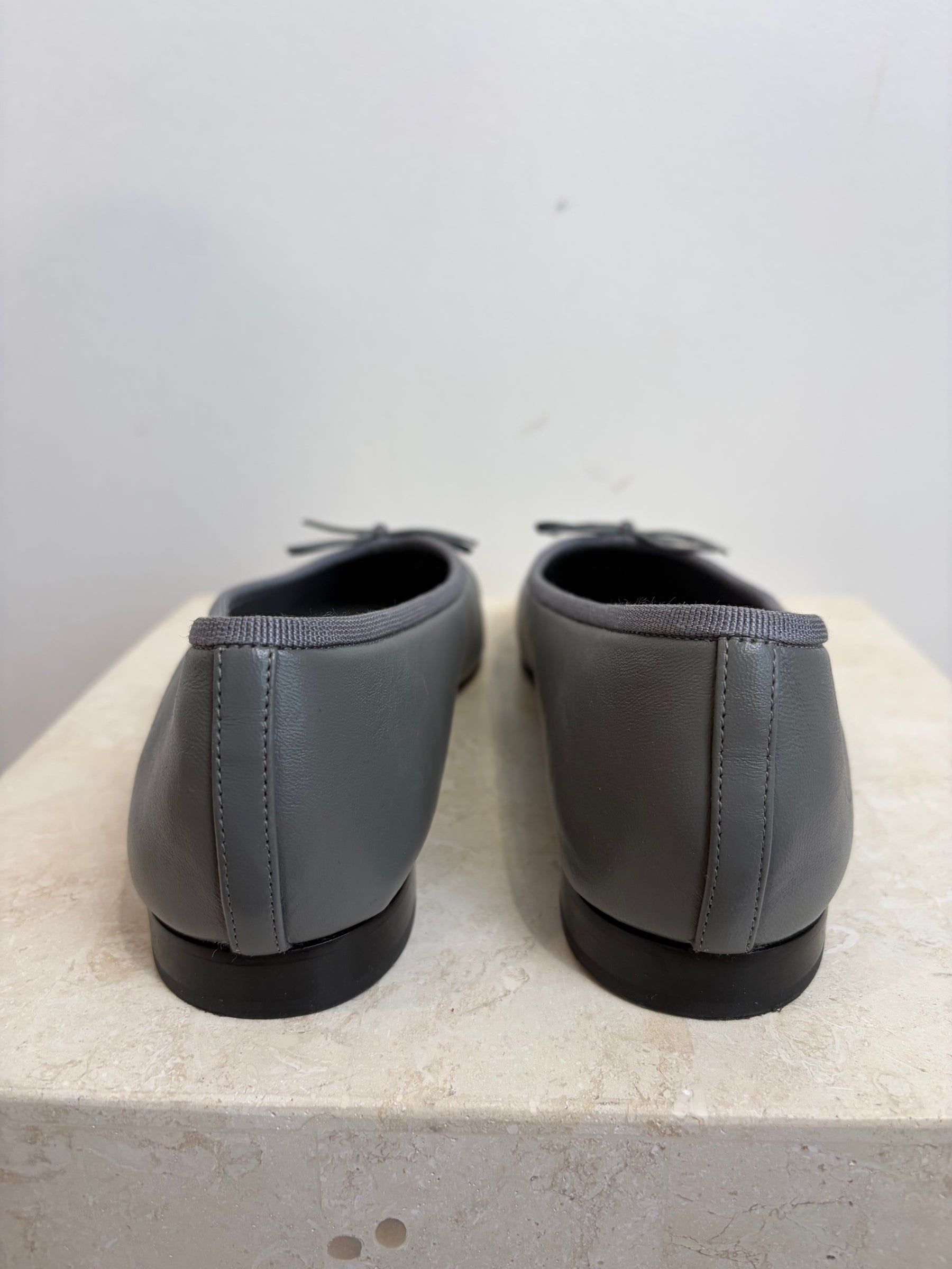 Chanel Grey Black Ballet Flats, 40C