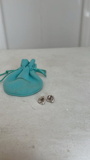 Tiffany & Co. Open Heart Stud Earrings Sterling Silver 925