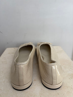 Prada Cream Patent Ballet Flats, 40