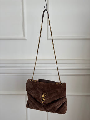 Saint Laurnet Chocolate Suede Medium Lou Lou Bag